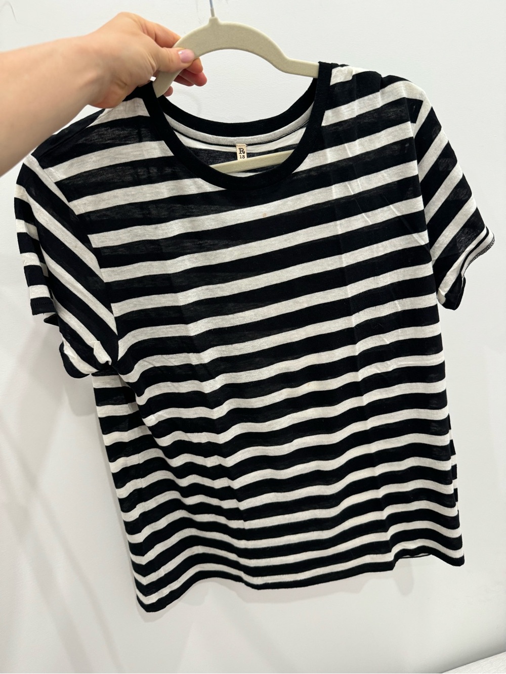 R13 Black and White Striped Short Sleeve Tee